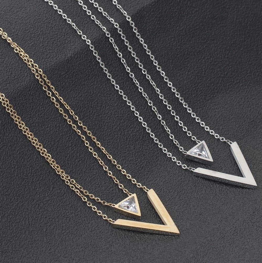 Double V Shape Necklace
